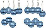 Shopping labels made of jeans. Circle tags. Vector illustration