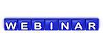 Webinar word on blue cubes on white background