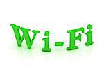 WIFI sign with green letters on isolated white background