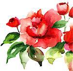 Stylized Roses flowers illustration