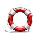 Red life buoy on white background. Vector Illustration.