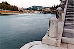 View of Adige River and Saint Peter Bridge in Verona, Veneto, Italy