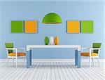 Minimalist Colorful modern dining room  - rendering