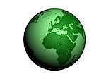 Green Earth globe 3d render, ecology related illustration