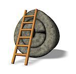 stone copyright symbol and ladder on white background - 3d illustration