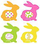 Abstract bunnies with eggs set.  Illustration