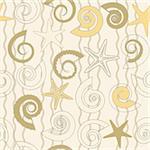 Yellow seamless pattern with shells and stars
