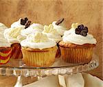 cupcakes  with cream and chocolate decorations