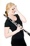 Beautiful Female Musician Blushes after Receiving Praise for Music on Clarinet