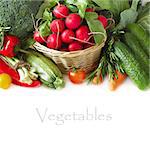 Fresh ripe vegetables on a white background.