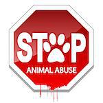 Illustration stop the abuse of animals as a sign of animal protection.