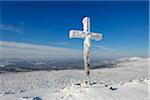 Peak Cross in the Winter, Grafenau, Lusen, National Park Bavarian Forest, Bavaria, Germany