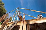 Roof rafters on home under construction