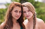 Portrait of two sisters, Block Island, Rhode Island, USA