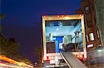 Unloading service truck at dusk, Newbury Street, Boston, Massachusetts, USA