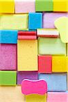 Still Life of Colorful Sponges of Different Shapes and Sizes