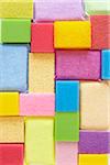 Still Life of Colorful Sponges of Different Sizes