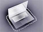 Inverted image of chain and laptop computer