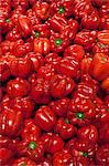 Pile of red bell peppers