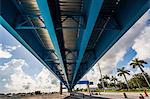 Freeway overpass in suburban landscape