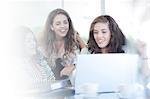 Businesswomen using laptop at desk