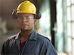 Engineer wearing hard hat on site