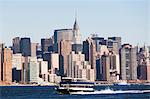 Ferry boat and New York City skyline