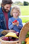 Father and son at farmer's market