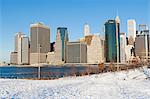 New York City skyline and snowy park