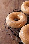 Close up of glazed donuts