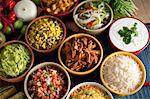 Bowls of ingredients on table