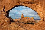 Rock formations in dry landscape