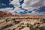 Rock formations in dry desert landscape