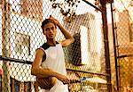 Man standing on basketball court