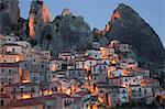 Village on hillside in rural landscape