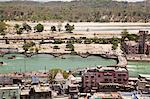 High angle view of the holy city, Haridwar, Ganges River, Uttarakhand, India