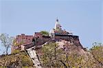 Low angle view of a temple on hill, Mansa Devi Temple, Haridwar, Uttarakhand, India