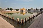Temple in a pond, Durgiana Temple, Amritsar, Punjab, India