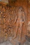 Details of carvings at an archaeological site, Udayagiri and Khandagiri Caves, Bhubaneswar, Orissa, India