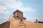 Ancient Olakaneswarar Temple on top of Mahishasuramardhini Mandapam, Mahabalipuram, Kanchipuram District, Tamil Nadu, India