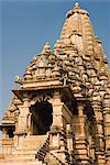 Low angle view of a temple, Kandariya Mahadeva Temple, Khajuraho, Chhatarpur District, Madhya Pradesh, India