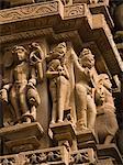 Sculptures on a temple, Lakshmana Temple, Khajuraho, Chhatarpur District, Madhya Pradesh, India