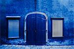 Facade of a blue building, Cesky Krumlov, South Bohemian Region, Czech Republic