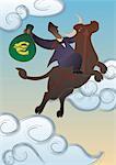 Businessman riding a bull