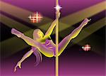 Woman pole dancing in a nightclub