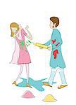 Couple celebrating Holi with colors