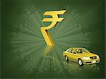 Indian rupee symbol with a car