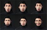 Multiple images of a man with different facial expressions