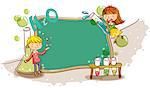 Illustration of children with science equipments
