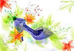 High Heel On Flora Background